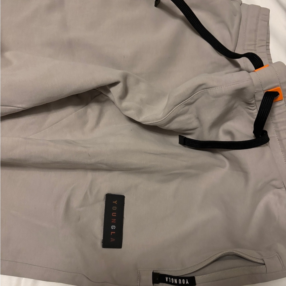 YoungLA Men's Beige Joggers with Black Accents - Picture 2 of 2